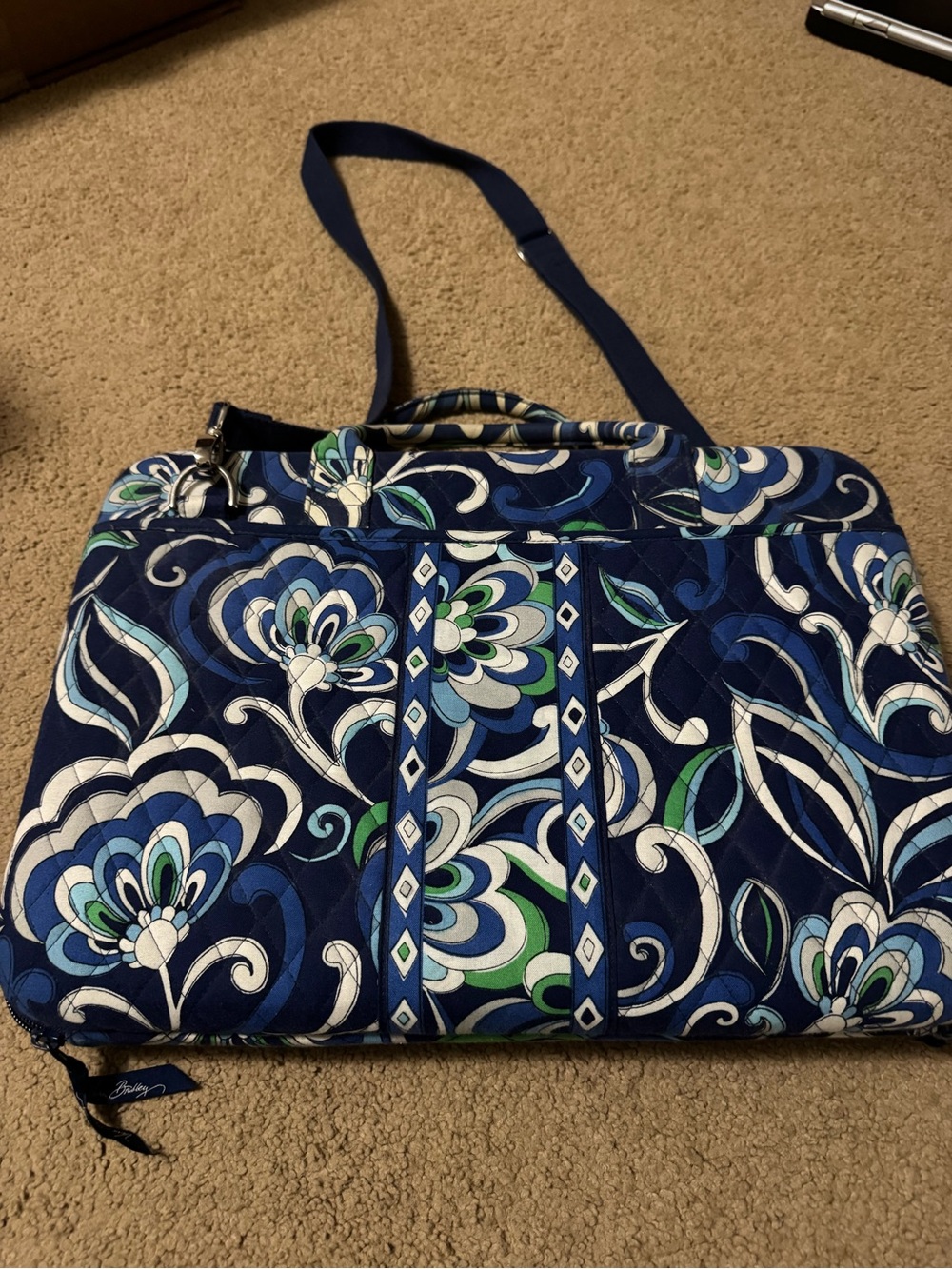 Vera Bradley quilted  Floral Navy Tote Shoulder Bag